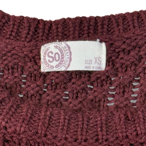 So Sweater Juniors Sz XS Pink/White Colorblock Long Sleeve Crew Neck Cable Knit - Picture 7 of 10